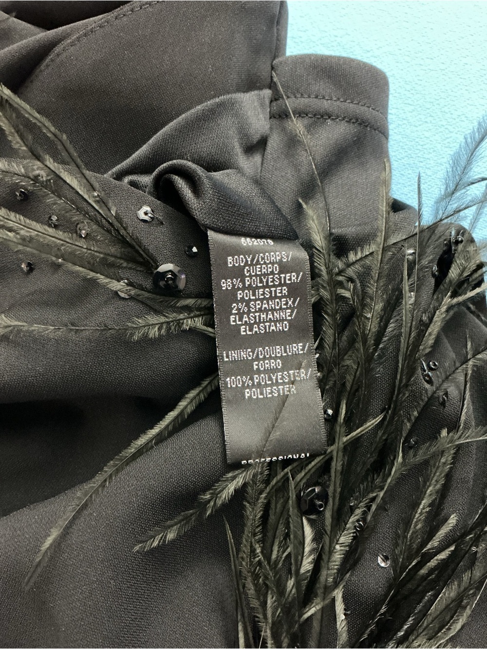 Carmen Marc Valvo Black Feather Trim Cocktail Dress Sleeveless Size 4 Chic - Picture 8 of 10